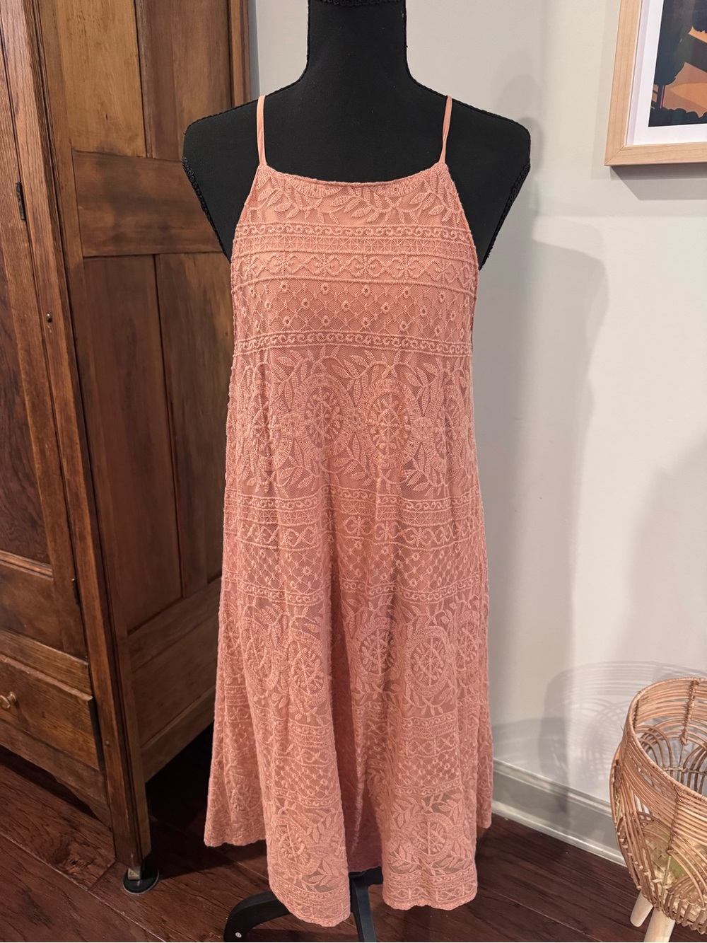 Taylor & Sage Lace Spaghetti Strap Mini Dress - Light Rose